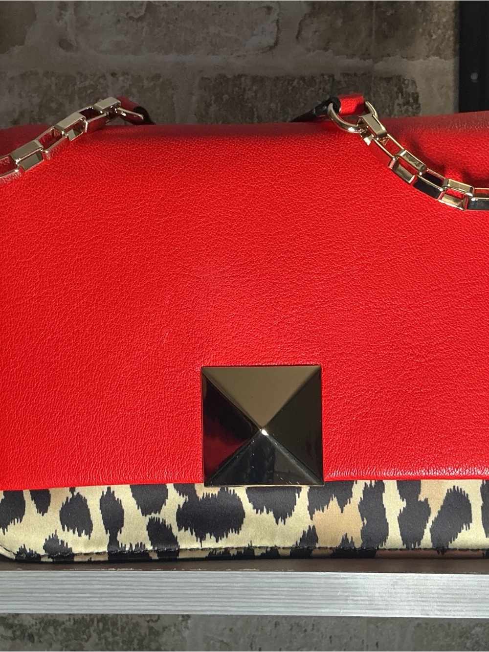 kate spade New York Leopard-Print Trim and Red Leather Gold Accent